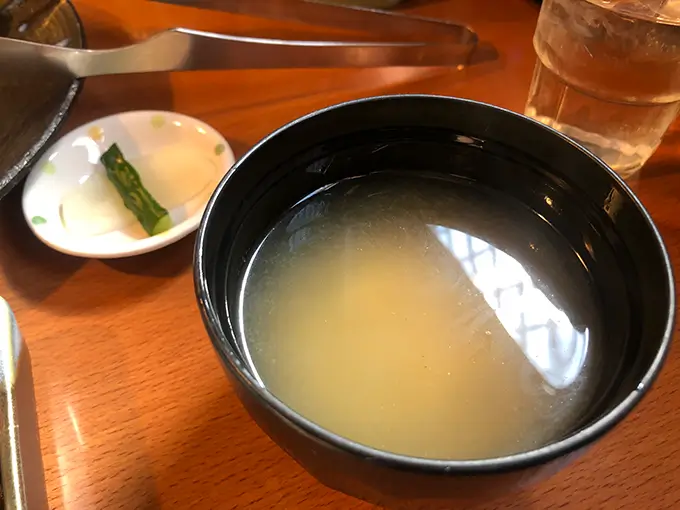 焼肉たなか　氷見牛焼肉定食　味噌汁・漬物