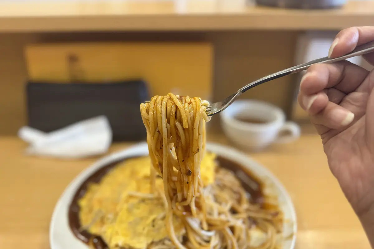 あんかけ家 植田店　あんかけスパゲッティ　あんかけが絡んだ麺